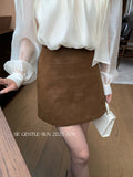 Fongt Xixi 13 Line 2025 Autumn White Standard Commuter Thin High-Waist Temperament PU Short Leather Skirt Women 85245