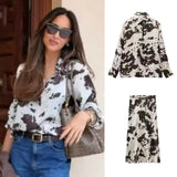 Fongt Explosion Women's Animal Printed Styling Dress Shirt Set