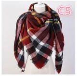 Designer Fashion Pink Scarf Soft Cashmere Acrylic Warp Square Oversize Shawl For Women Winter Plaid