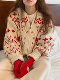 Jacquard Knit Zipper Hooded Sweater-Outfit