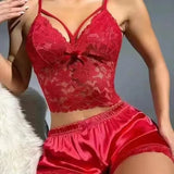 2024 New Sling Lace Vest Lace Lace Blouse Lace Shorts Two-Piece Pajamas