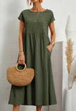 Fongt Solid Color Sleeveless Loose Cotton Into Pocket
