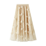 Fongt Yarn Embroidery Heavy Industry Half-Body Skirt Large-Size Dress 2025 Spring New A Word High-Waist Long Skirt 8692