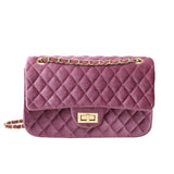 Solid Color Velvet Quilted Bag-Outfit