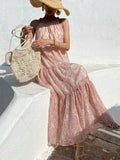 New Holiday Dress Women's Texture Print Chiffon Dress Sleeveless Beach Skirt Sleeveless