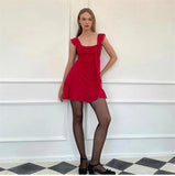 Chiffon Tie-Up Strap Mini Dress-Outfit