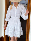 Fongt 2025 New White Shirt Women's Long-Sleeved French Design Dress Holiday