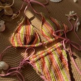 2025 New Coloring Of The Flower Sexy Drawstring Strap Swimsuit