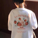 Strawberry Rabbit Print Oversized T-shirt-Outfit