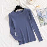 Casual Five Color Slim Pit Knitted Sweater Long Sleeve Irregular Neck High Street All-match Pullover 2021 Winter New