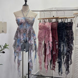 Summer Irregular Ribbon Hottie Hanging Neck Tector Screen Printing With Chest Pad Short Sling Vest