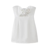 Fongt 2025 Fashion New Niche Design Three-Dimensional Flower Decoration Sexy Waist-Swaple Short