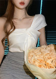 Fongt A Sexy Oblique Shoulder Knitting Small Sling Vest For The Summer New Hanging Neck Sleeveless Boobs Hottie