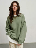 Solid Color Pullovers Women Autumn Winter Y2k Long Sleeve Loose Sweatershirts Harajuku Retro O-Neck Fleece Hoodies