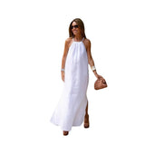 Hanging Neck Open Cotton Leprosy Leisure Holiday Dress 2025 Spring And Summer New