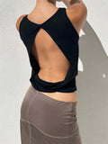Women Backless Vest Tops Summer 2023 Sexy Sleeveless Deep V-neck Low Cut Ruched Tank Crop Tops Party Club Casual Tank-Outfit