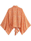 Print Collar Batwing Sleeve Bohemian