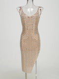 Explosion Women's Sexy Bare Back Hot Diamond Sling Bag Ass High Dress Dress