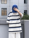 Contrast Color Hip Hop Oversized Stripe Short Sleeve