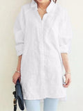 ZANZEA Women's Blouse Stylish Button Shirts Casual Long Sleeve Blusas Female Lapel Solid Tunic Baggy