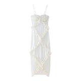 Fongt Women's Clothing 2025 Summer New Folding Lotus Side Spliced Open Slinging Dress