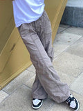 Washed Pocket Solid Cargo Pants-Outfit