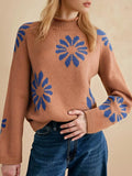 Fongt Flower Color Design 2025 New Autumn And Winter Leisure Knitted Sweater Top Long-Sleeved Female Width