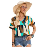 Summer Women's V Neck Short Sleeve Shirt T Shirt Shirt-Outfit