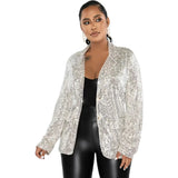 Fongt New Women's Casual Sequin Suit Jacket-Outfit