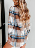 The Ins Lady Autumn Winter Woolen Coat · Hair Plaid Lapel Multiple Button Double Pocket Long Jacket-Outfit