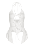 Irregular Cutout Halter Cami Top-Outfit