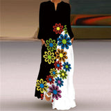 V-neck Long Sleeve Ankle-Length Vintage