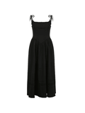 Lace Up Corset Black Maxi Dress-Outfit