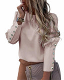 OL Women Office Blouses Button Long Sleeve Shirts Ladies Casual O-Neck Leopard Top Plus Size 5XL Spring Fall