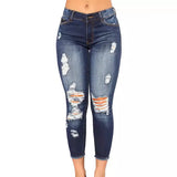 Elastic Slim Ripped Jeans-Outfit