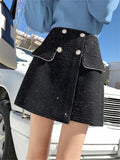 Tweed Sparkle Buttoned Mini Skirt-Outfit