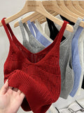 Knitted Vests Women Top V-neck Solid Tank Blusas Mujer De Moda 2024 Summer Fashion Female Sleeveless Casual Thin Tops-Outfit