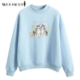Casual Oversized Sweatshirts Women Cute Cat Print Pullover Autumn Long Sleeve Loose Harajuku Streetwear Korean