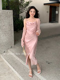Fongt Xi Xi Summer Dress New Three-Dimensional Nail Bead High Waist Vertede Hanging Dress Senior Feeling Dress Women 88270