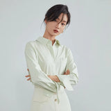 Multicolor Office Lady Casual Blouse Shirt Women Solid Long Sleeve Button Up Shirt Spring Female Elegant White