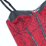 Autumn New Sexy Hot Girl Vest Dark Style Slim Leather Spliced Halter Top-Outfit