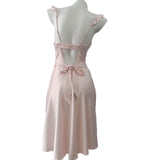 Fongt Sexy Pyjamas Women's Simulation Silk Summer Slings Long Dress Pure Wind Ice Silk Pajamas With Bra
