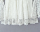 White Lace Long Sleeve Square Collar Mini Dress-Outfit