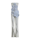Elegant Wind-Style Trousers Women's 2025 Summer New Temperament Elegant Commuting Breasts Three-Dimensional Flowers High-Waisted