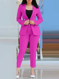 2PCS Pants Set Women Business Office Sets For Ladies Elegant Outfits Lapel Collar Fashion Blazer Suit Jacket and Pants