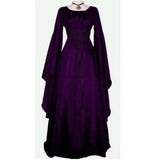 Sleeve Satin Round Neck Irregular Belt Women's Dress Halloween