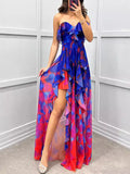 Fongt Women's New Party Mesh Yarn Tset Dress INS Casual Fashion Print 8065