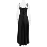 Satin Back Tie-Up Maxi Dress-Outfit