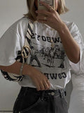 Cowboy Letter Print Tee-Outfit