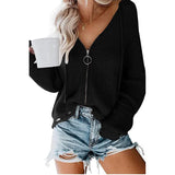 Fongt New Ladies Cardigan Hoodie Hoodie Zipper Broken Hole Irregular Loose Sweater Women's